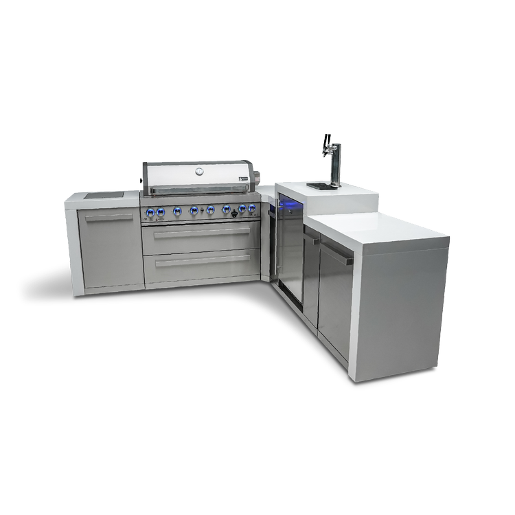 Mont Alpi Deluxe Series 6 Burner Deluxe Island with a 90-Degree Corner and Kegerator MAi805-D90KEG by Mont Alpi