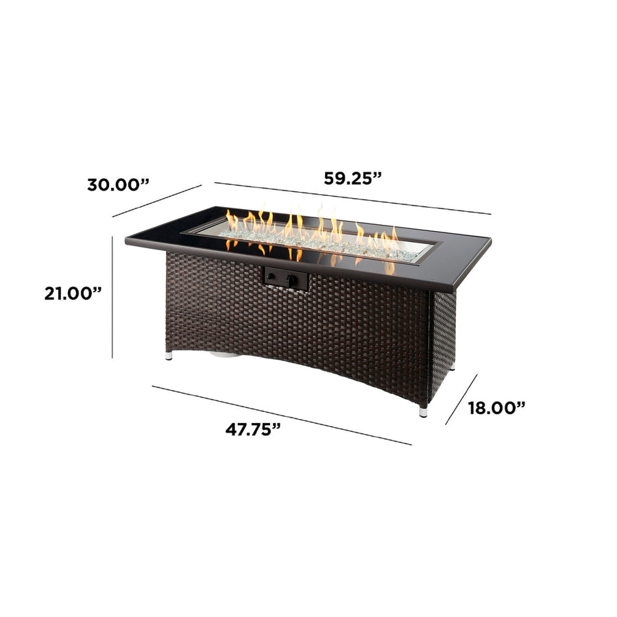 Montego Linear Gas Fire Pit Table dimensions