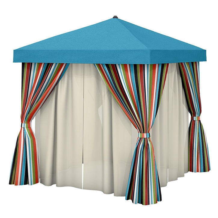 Cabana 8' x 8' Square with Fabric Curtains & Sheer Curtain Rods by Tropitone