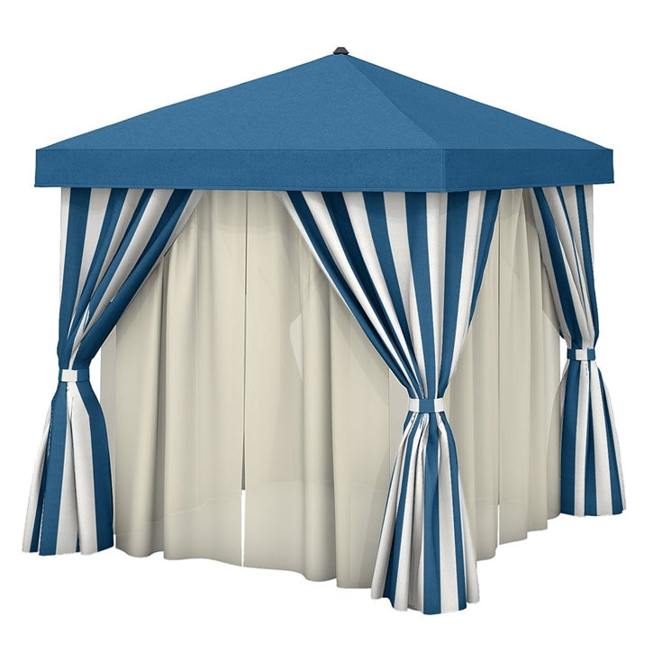 Cabana 10' x 10' Square with Fabric Curtains & Sheer Curtain Rods by Tropitone