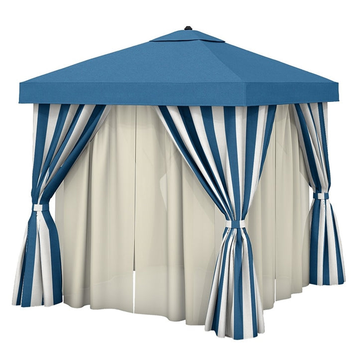 Cabana 10' x 10' Square with Vent, Fabric Curtains & Sheer Curtain Rods by Tropitone