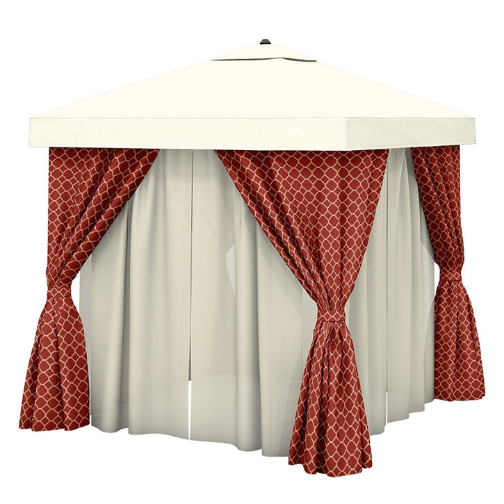Cabana 12' x 12' Square with Vent, Fabric Curtains & Sheer Curtain Rods by Tropitone