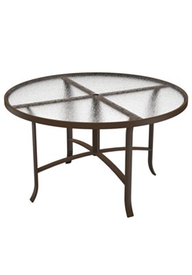 48'' round glass patio table with umbrella hole Acrylic 48" Round Umbrella Dining-Table by Tropitone