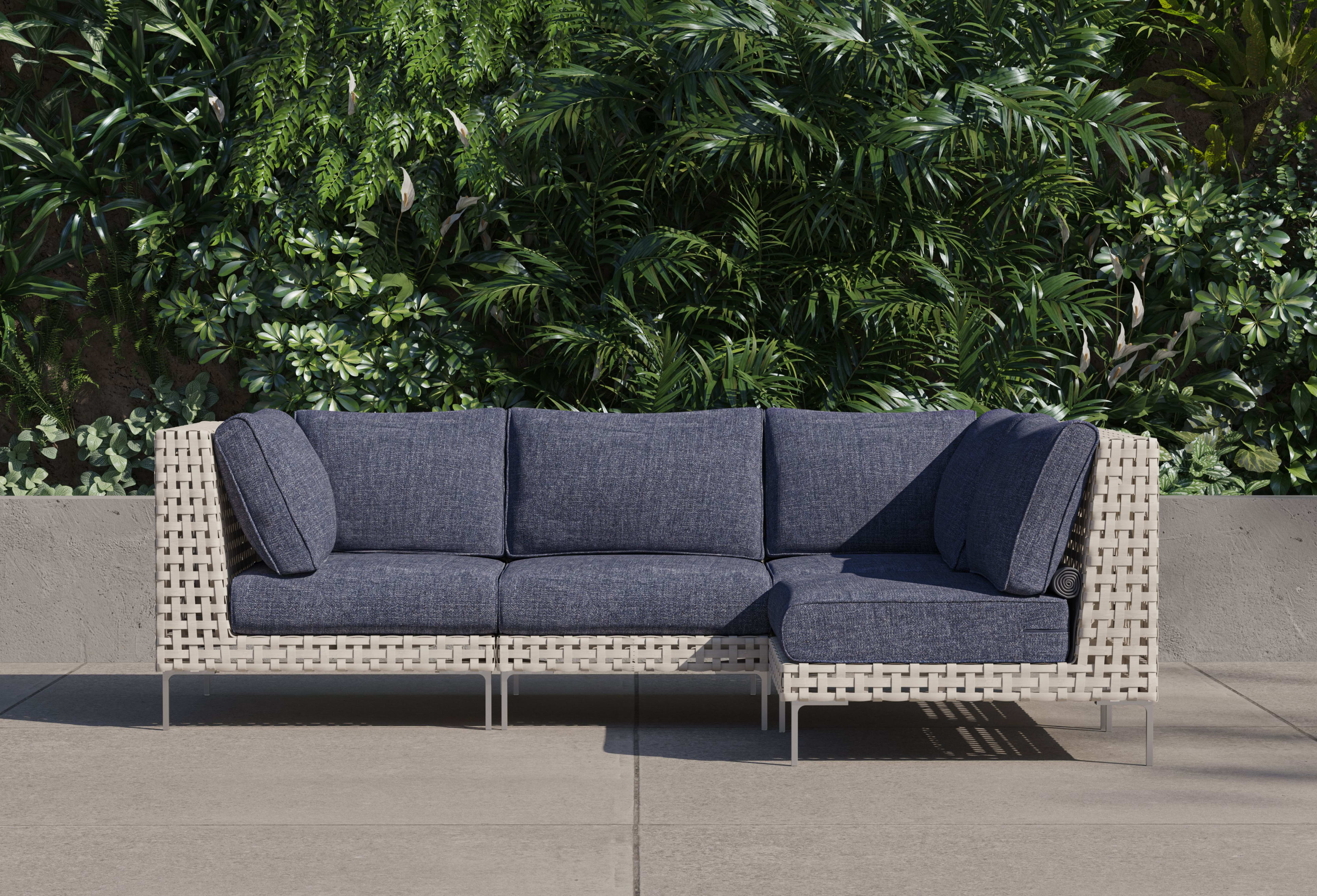 open weave Wicker Outdoor L Sectional - 4 Seat