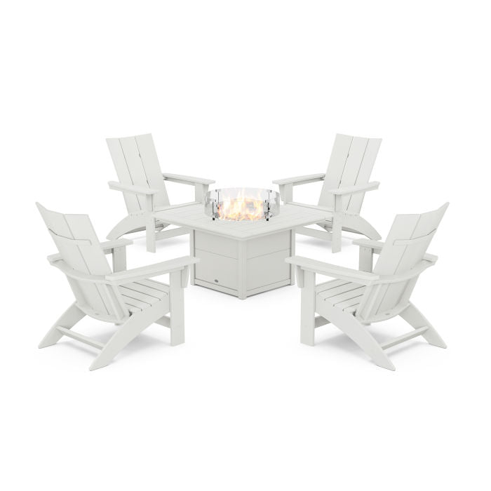 5-Piece Modern Grand Adirondack Conversation Set with Fire Pit Table