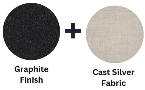 Graphite finish and Remy Sand fabric swatches 