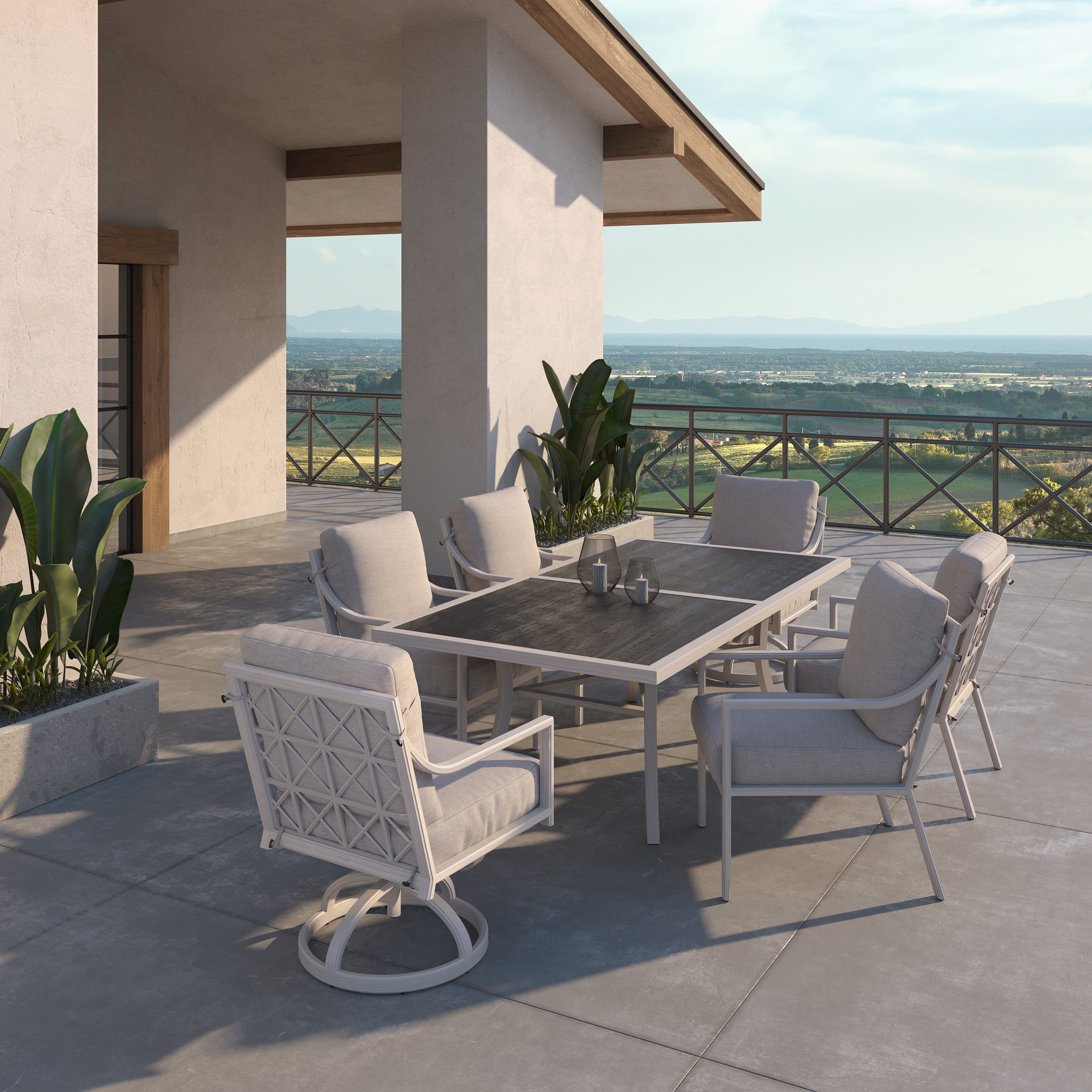 Saxton Cushion Patio Dining Set for 6 By Castelle