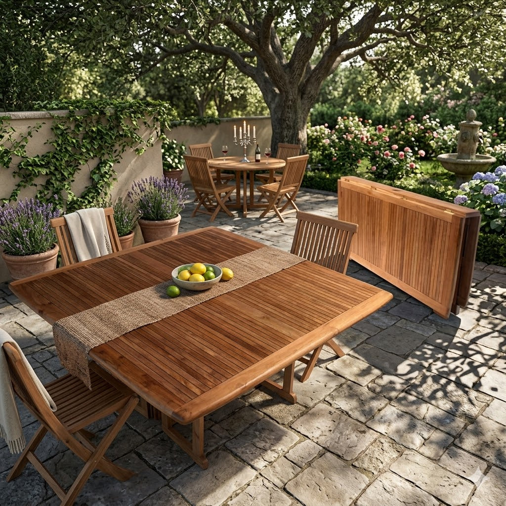 Teak Square Drop Leaf Table