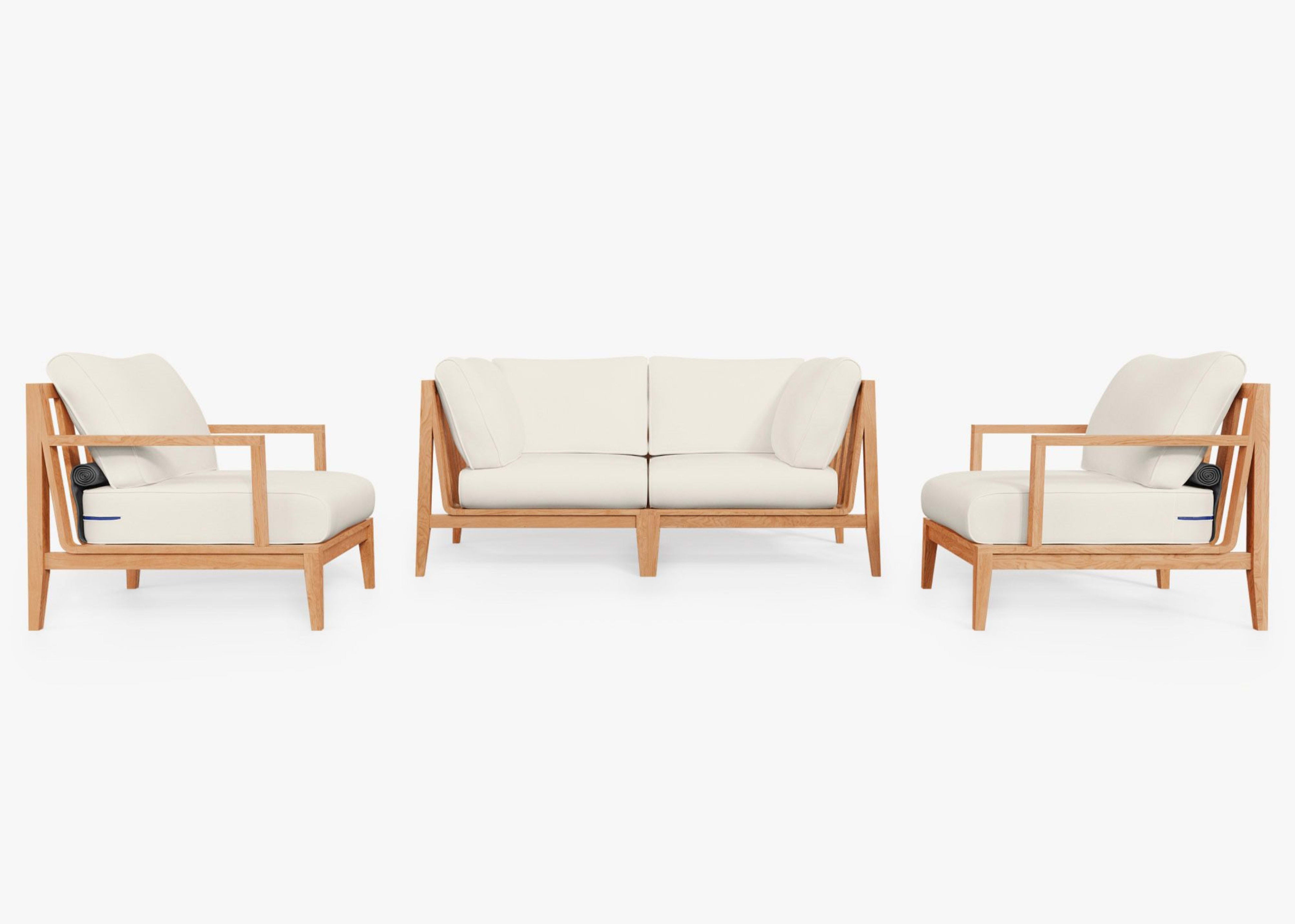 Teak Outdoor Loveseat with Armchairs - 4 Seat