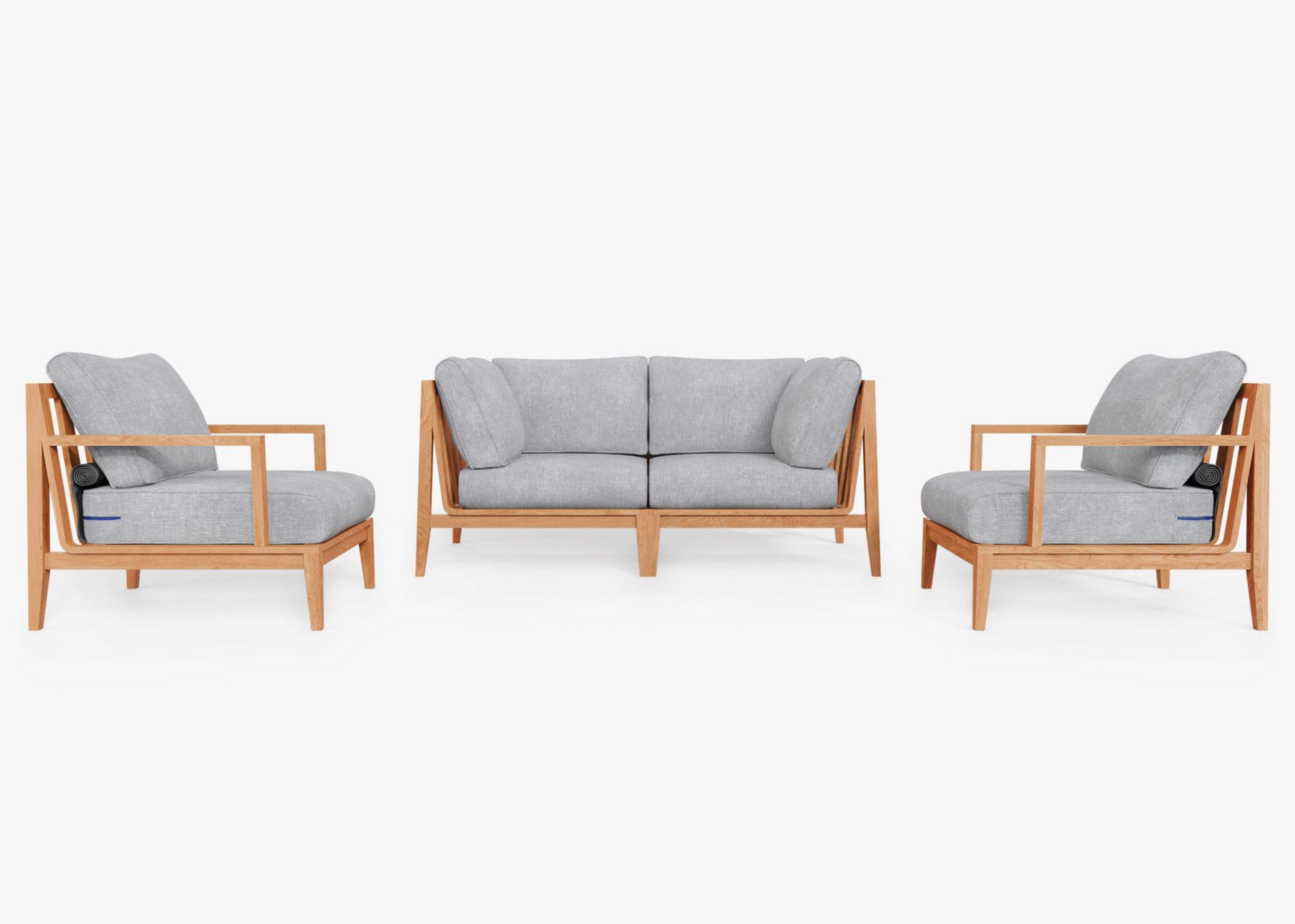 Teak Outdoor Loveseat with Armchairs - 4 Seat