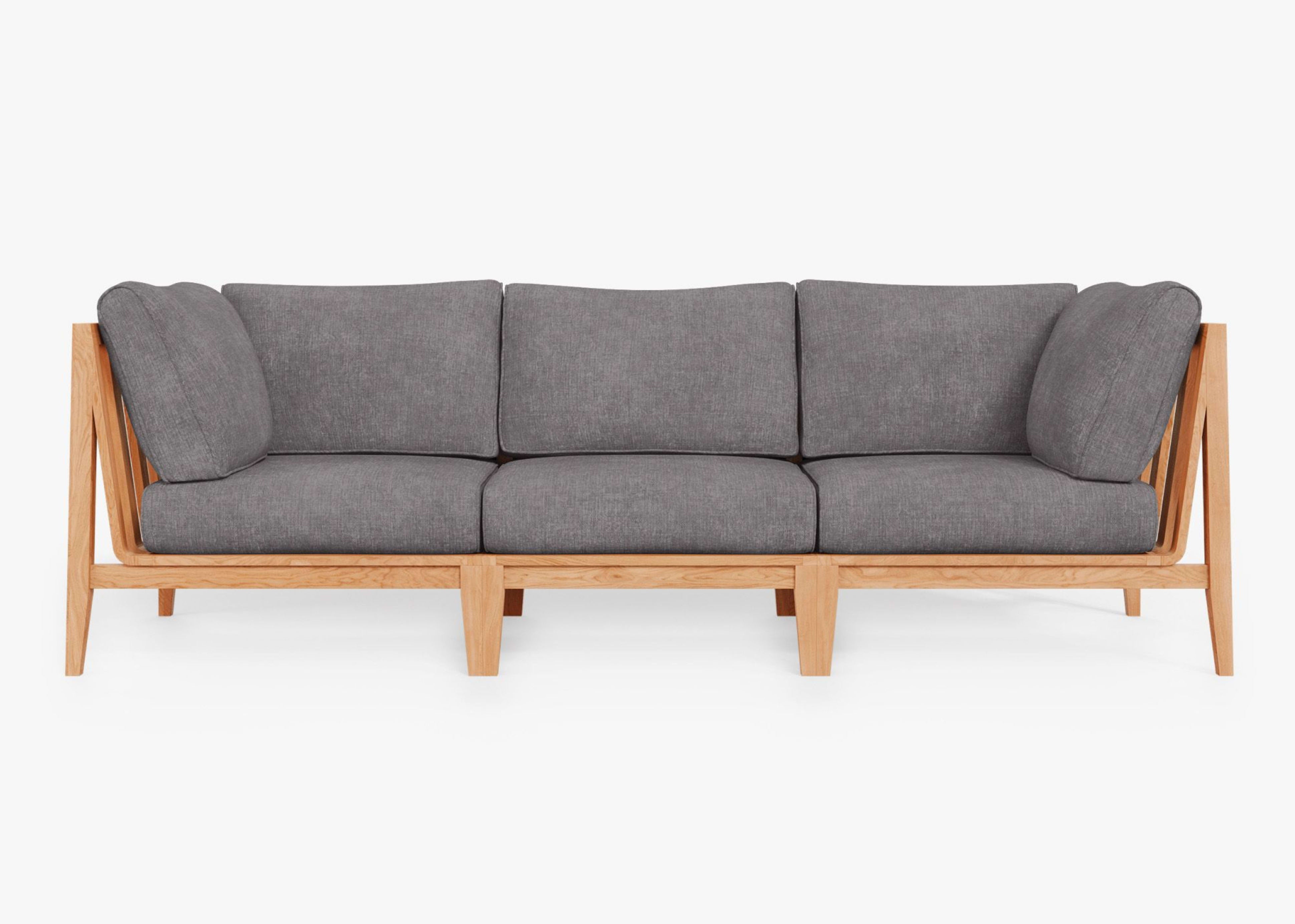 Teak Outdoor Sofa - 3 Seat Pebble Gray