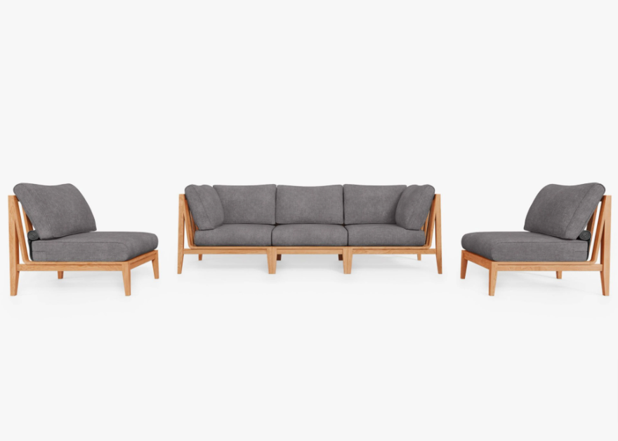 Shop Teak Outdoor Sofa with Armless Chairs 5 Seat by Outer
