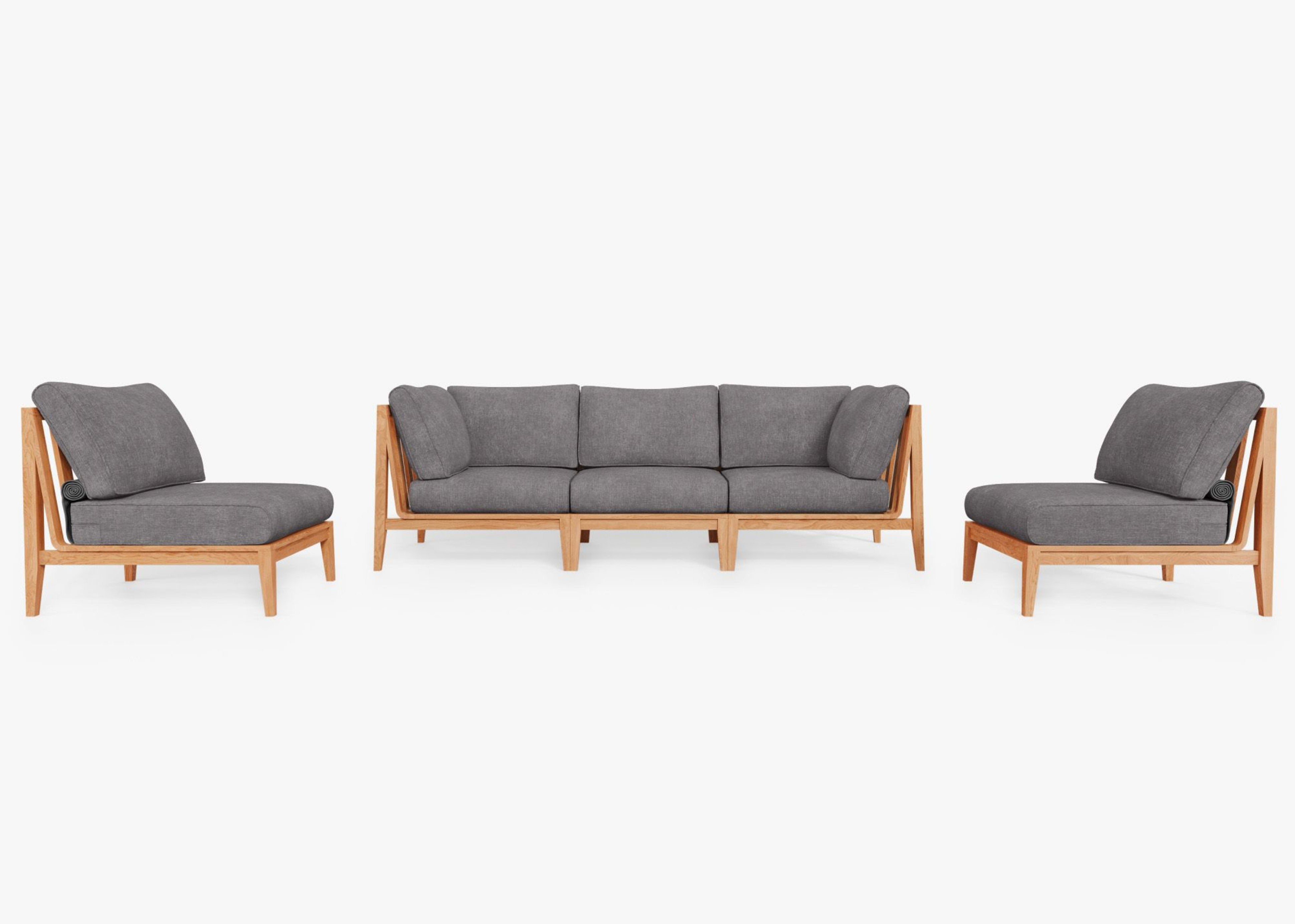 Shop Teak Outdoor Sofa with Armless Chairs 5 Seat by Outer
