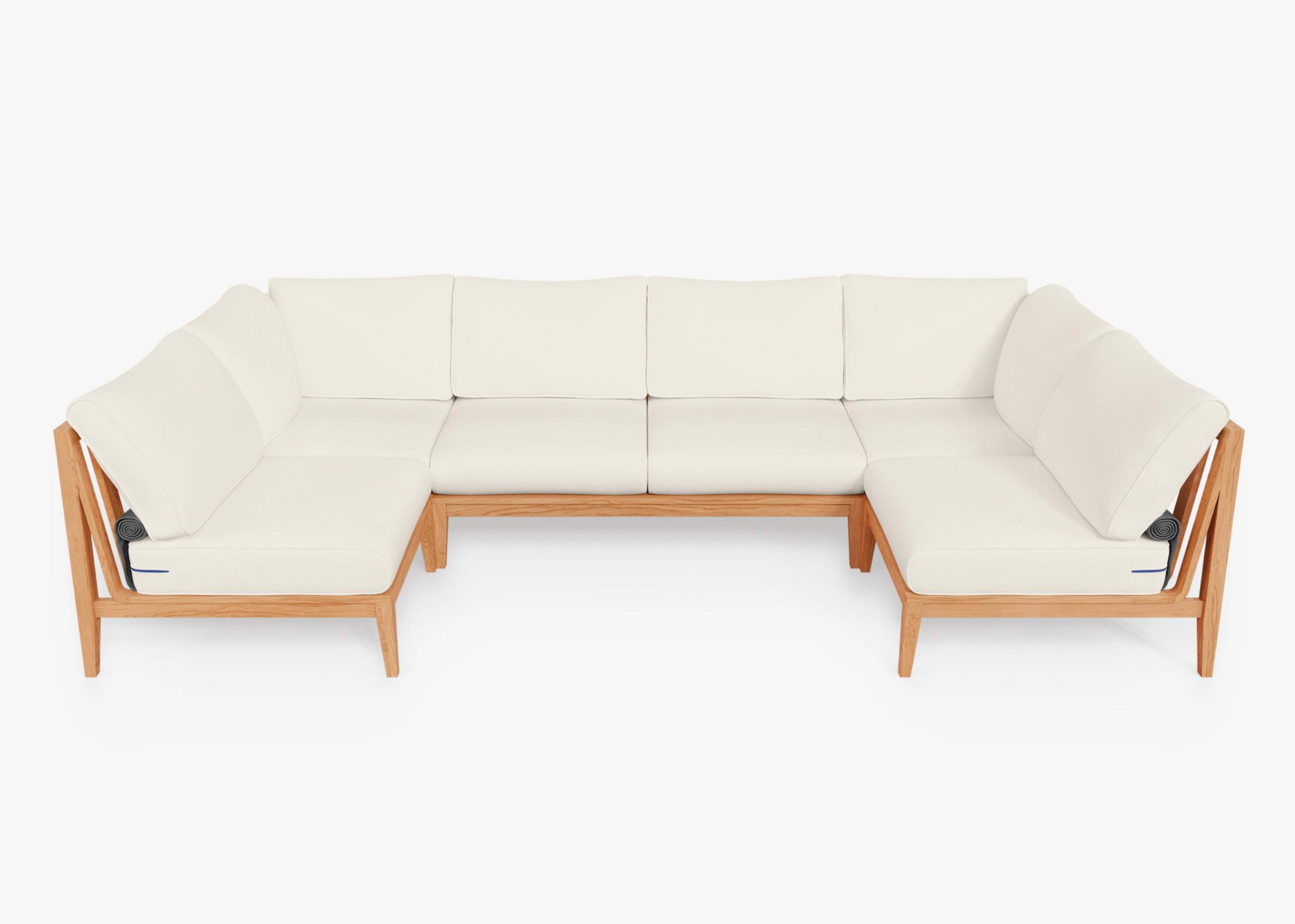 Teak Outdoor U Sectional - 6 Seat