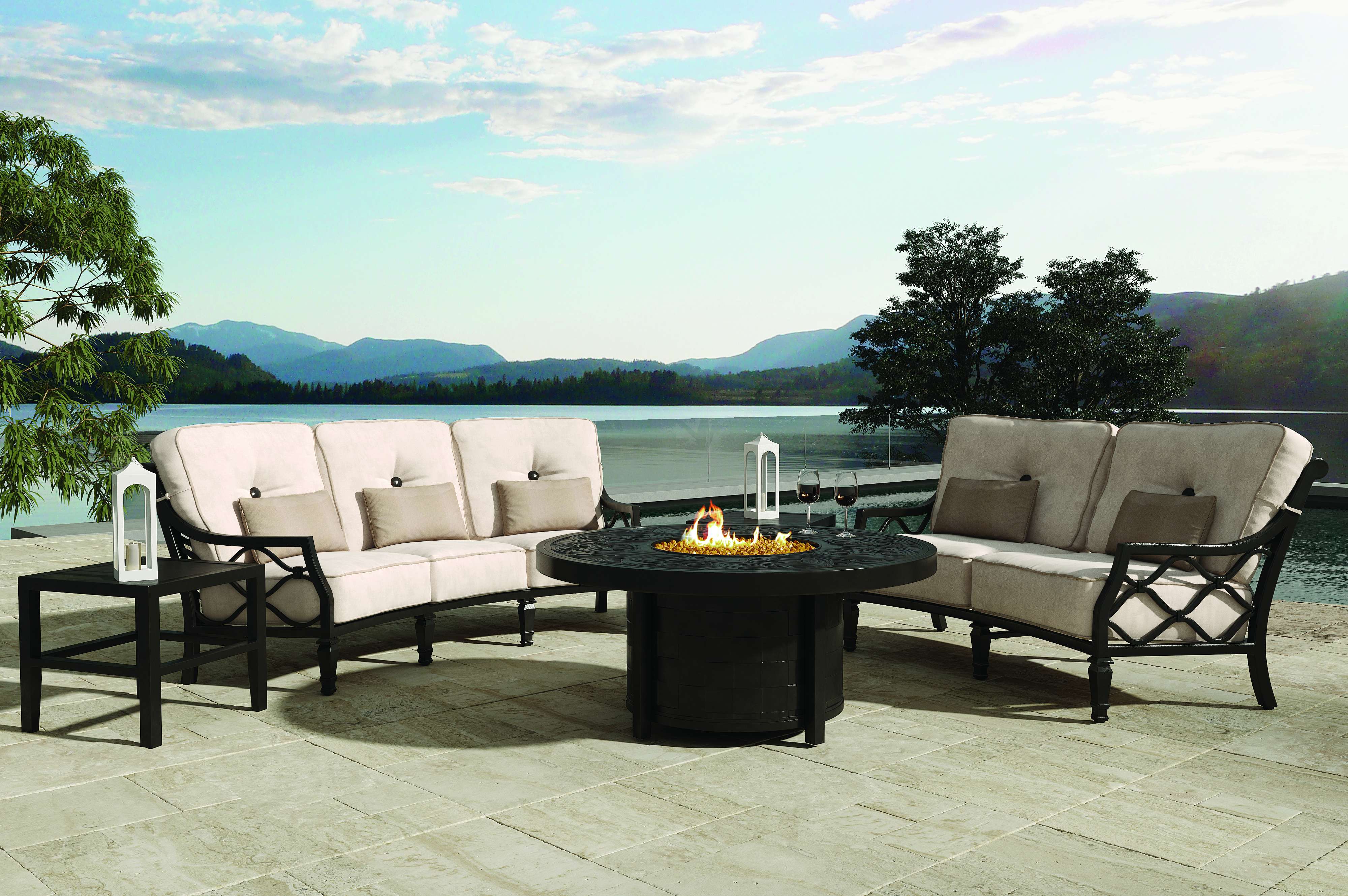 Classical 49" Round Coffee Table with Firepit By Castelle