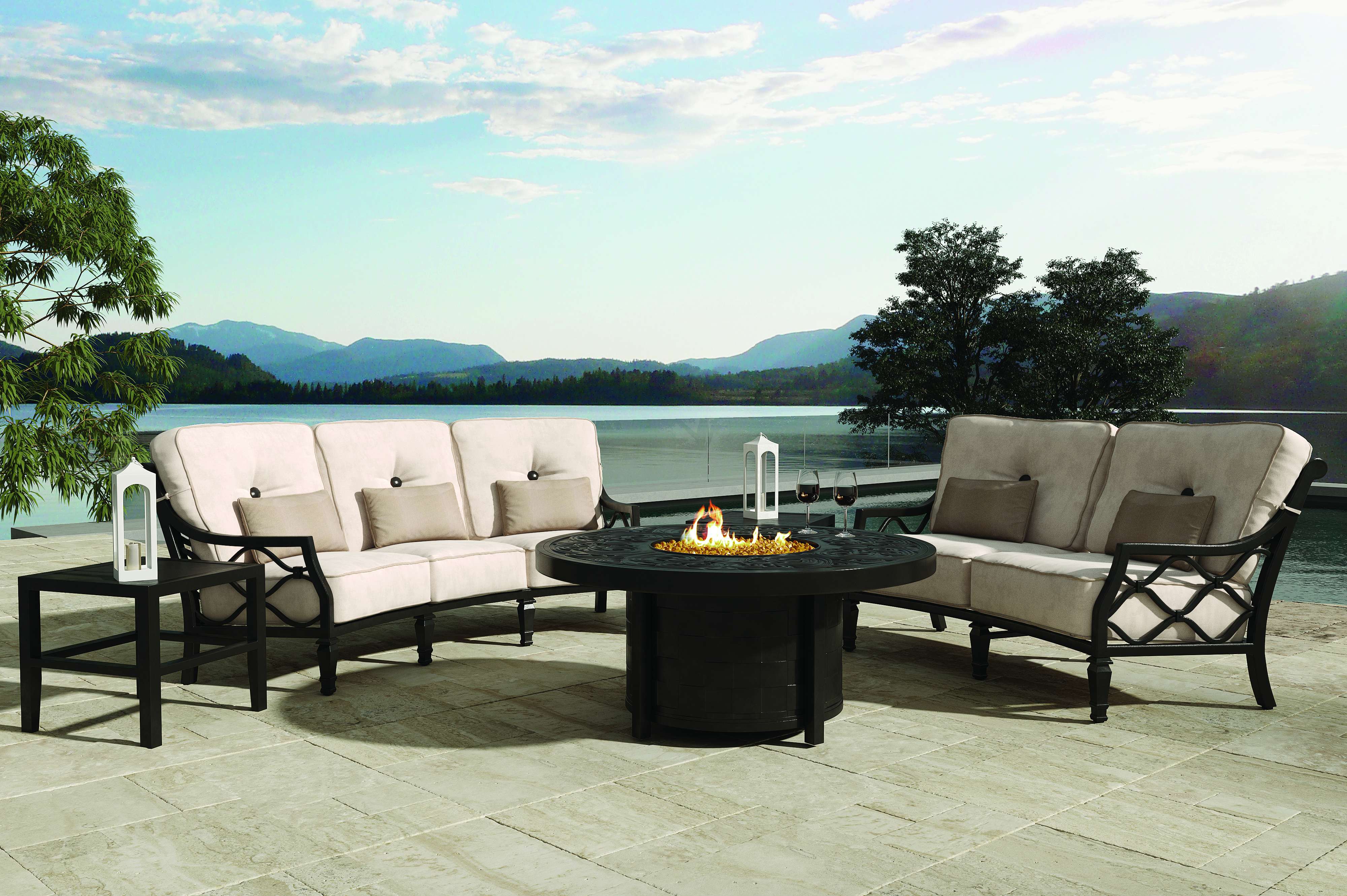 Villa Bianca Crescent Outdoor Fire Table Set By Castelle