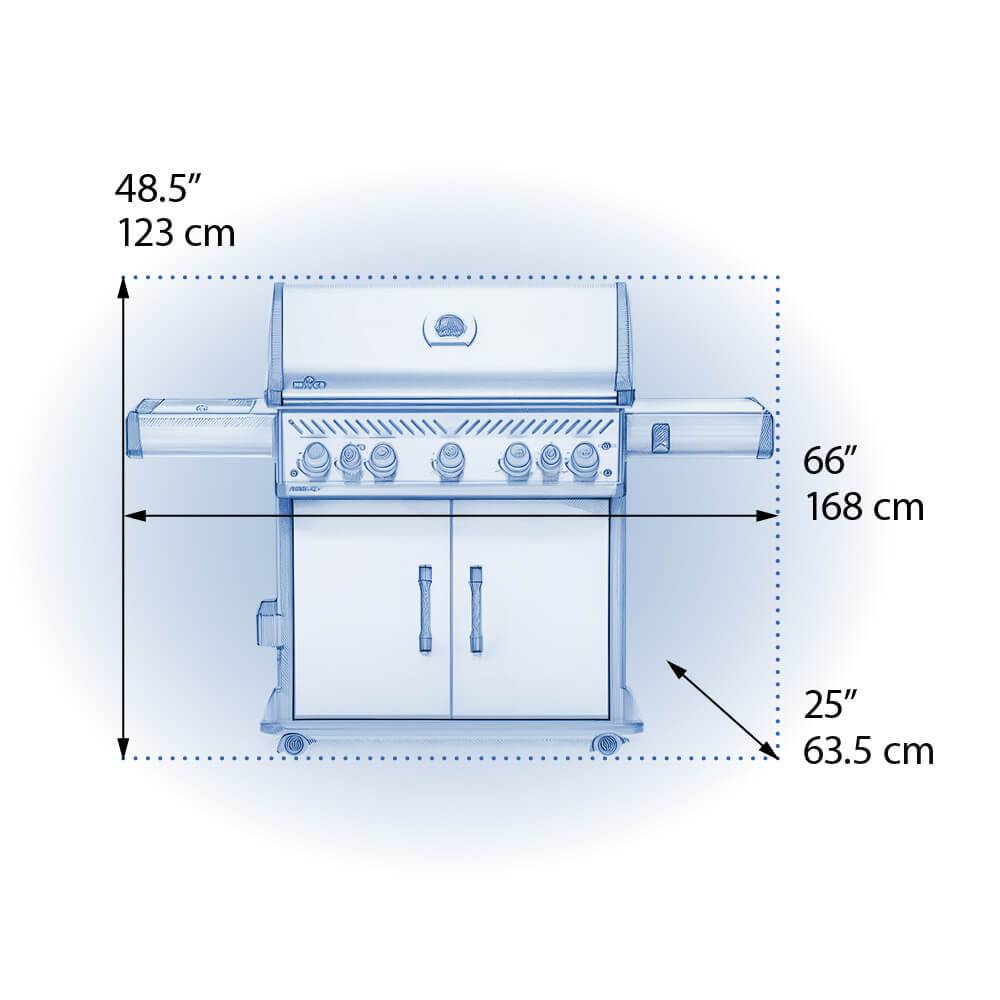 Rogue® SE 625 RSIB with Infrared Side and Rear Burner dimensions