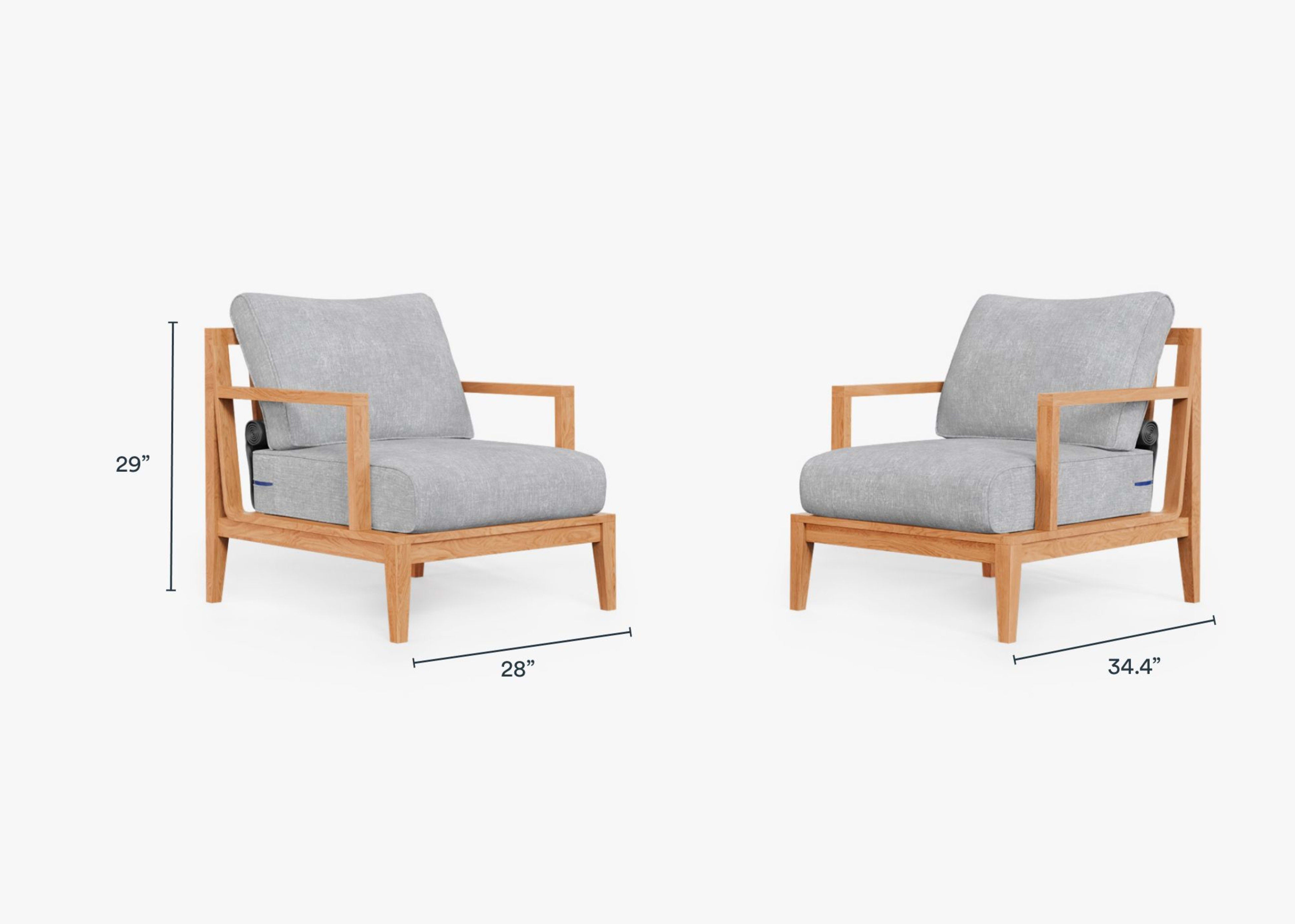 Teak Outdoor Armchair Conversation Set  Dimensions