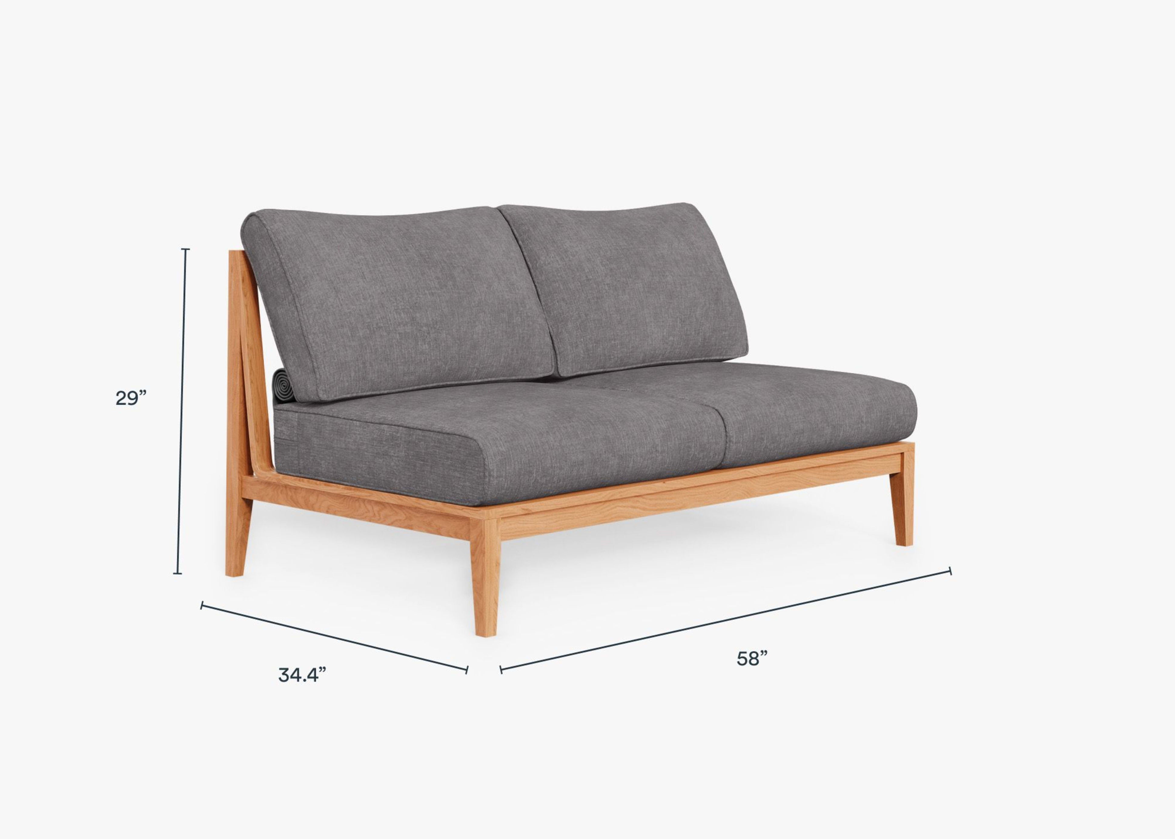 Teak Outdoor Armless Loveseat Dimensions