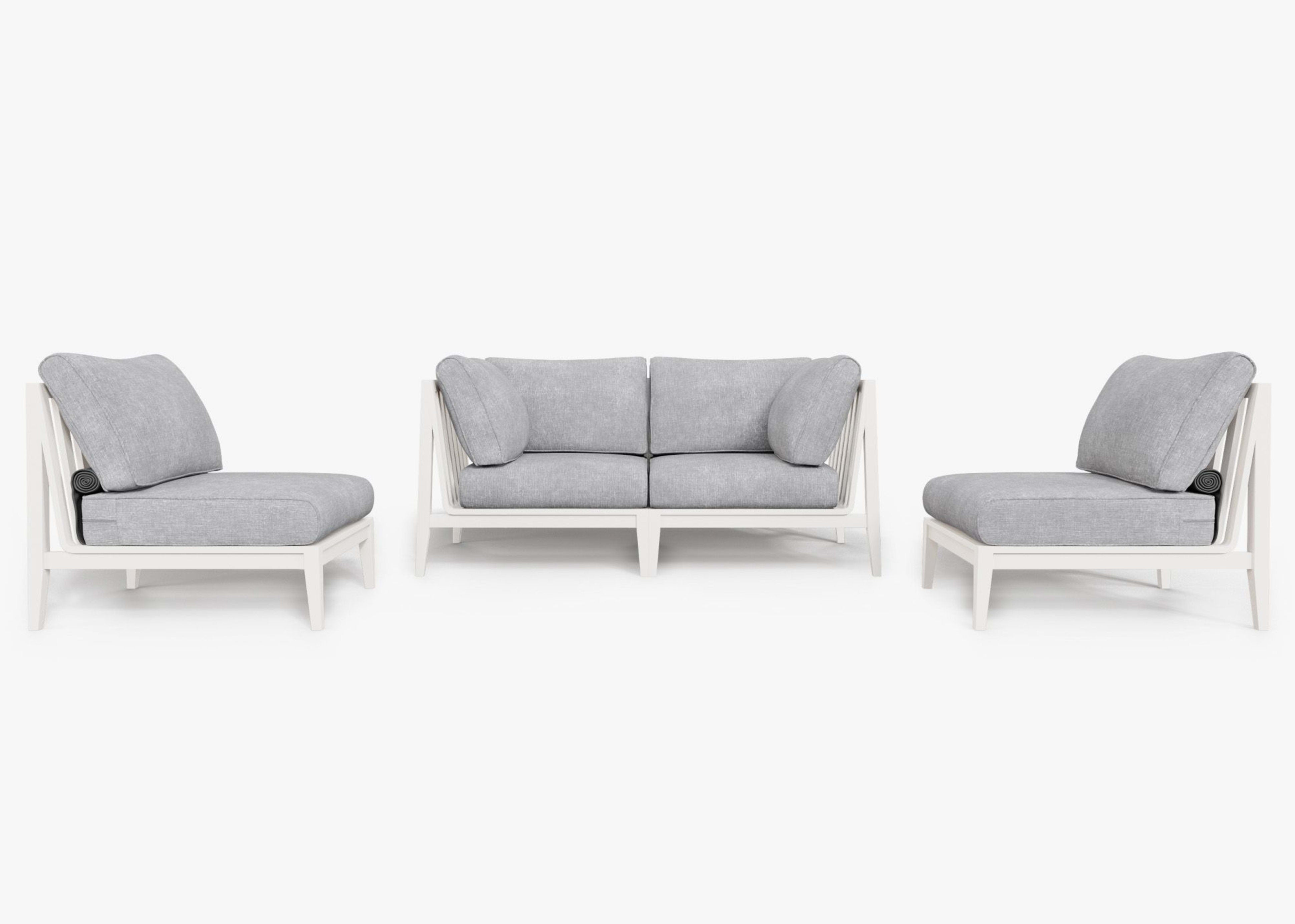 Aluminum Outdoor Loveseat with Armless Chairs - 4 Seat 