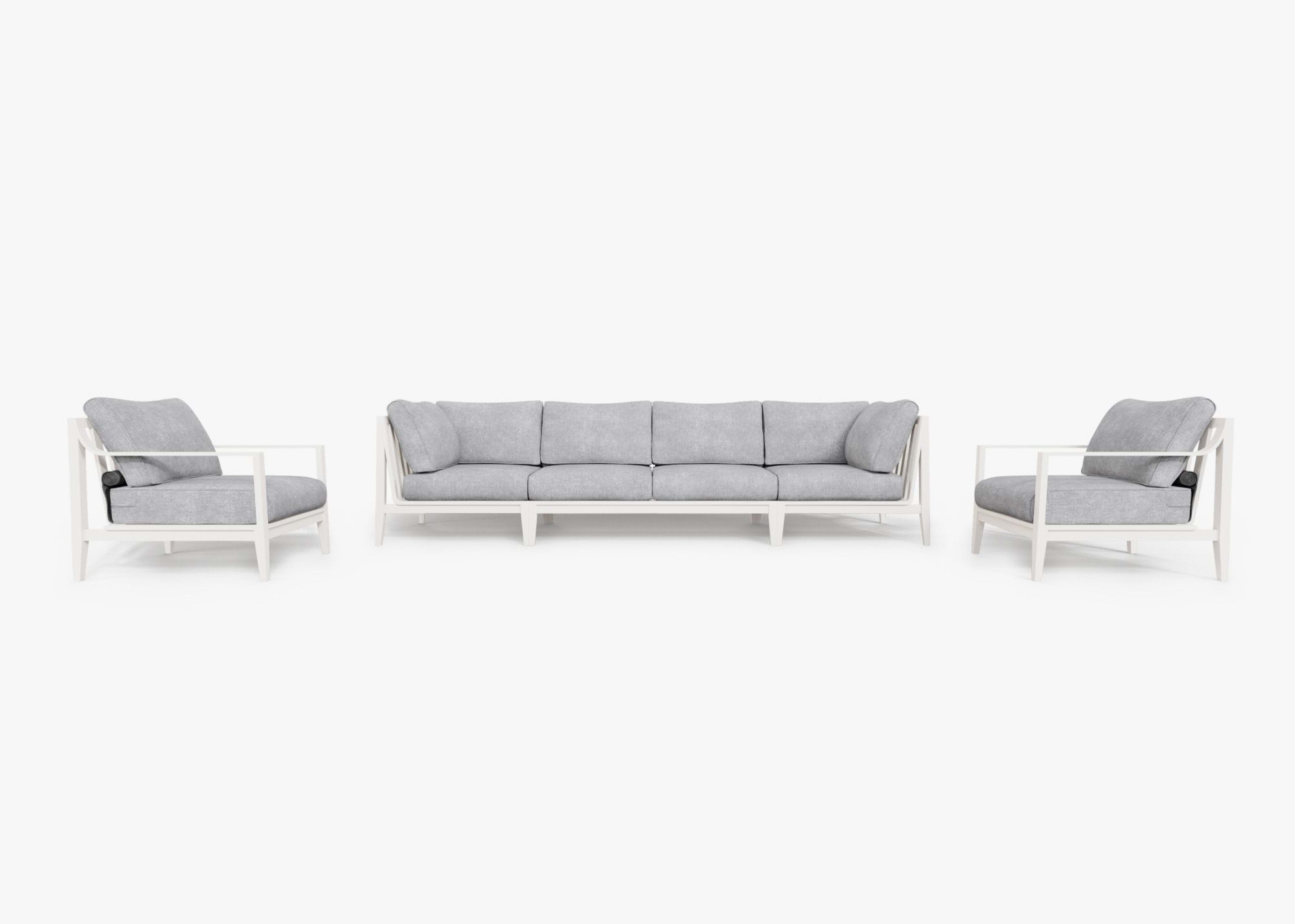 Aluminum Outdoor Sofa with Armchairs - 6 Seat 