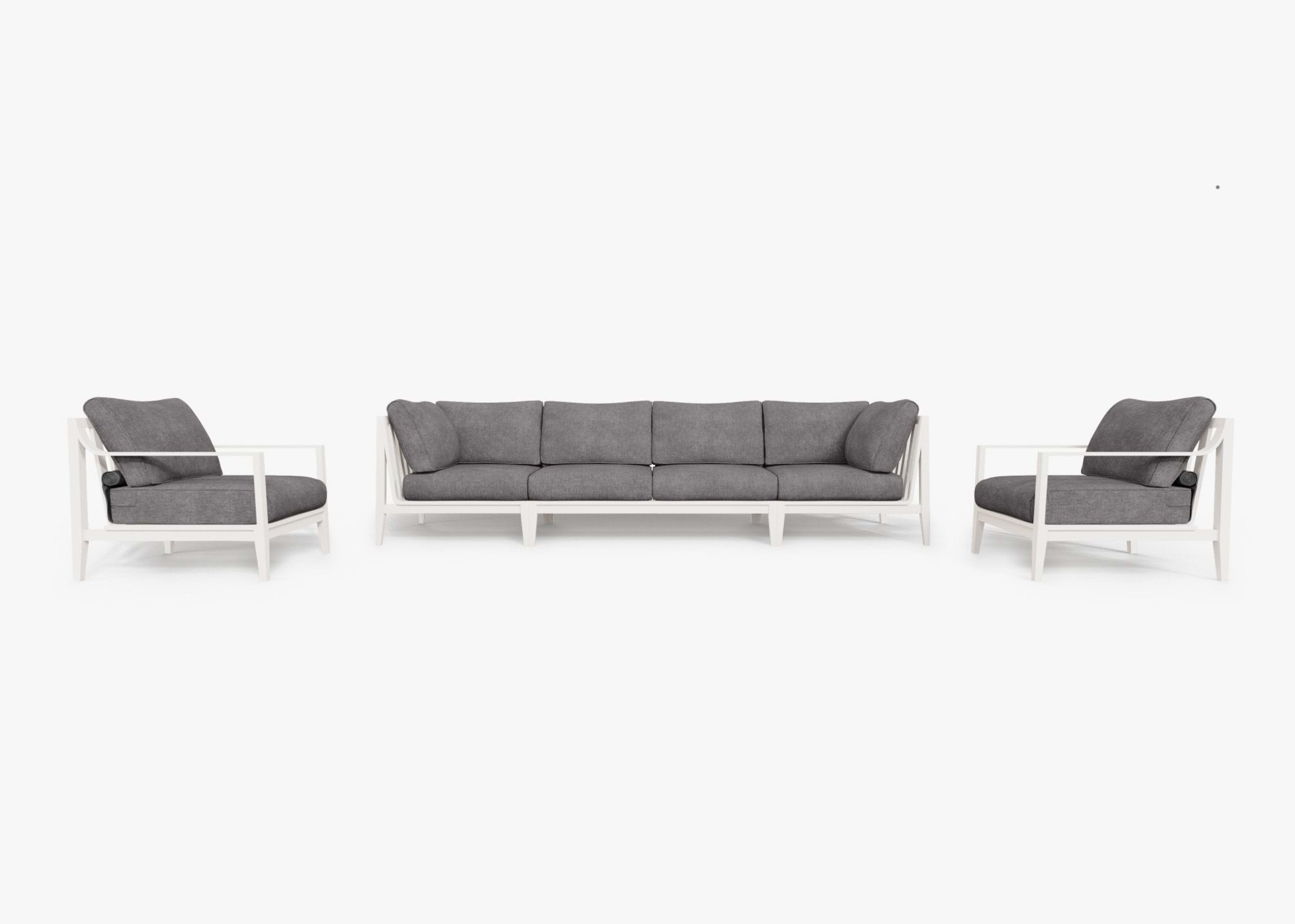 Aluminum Outdoor Sofa with Armchairs - 6 Seat 