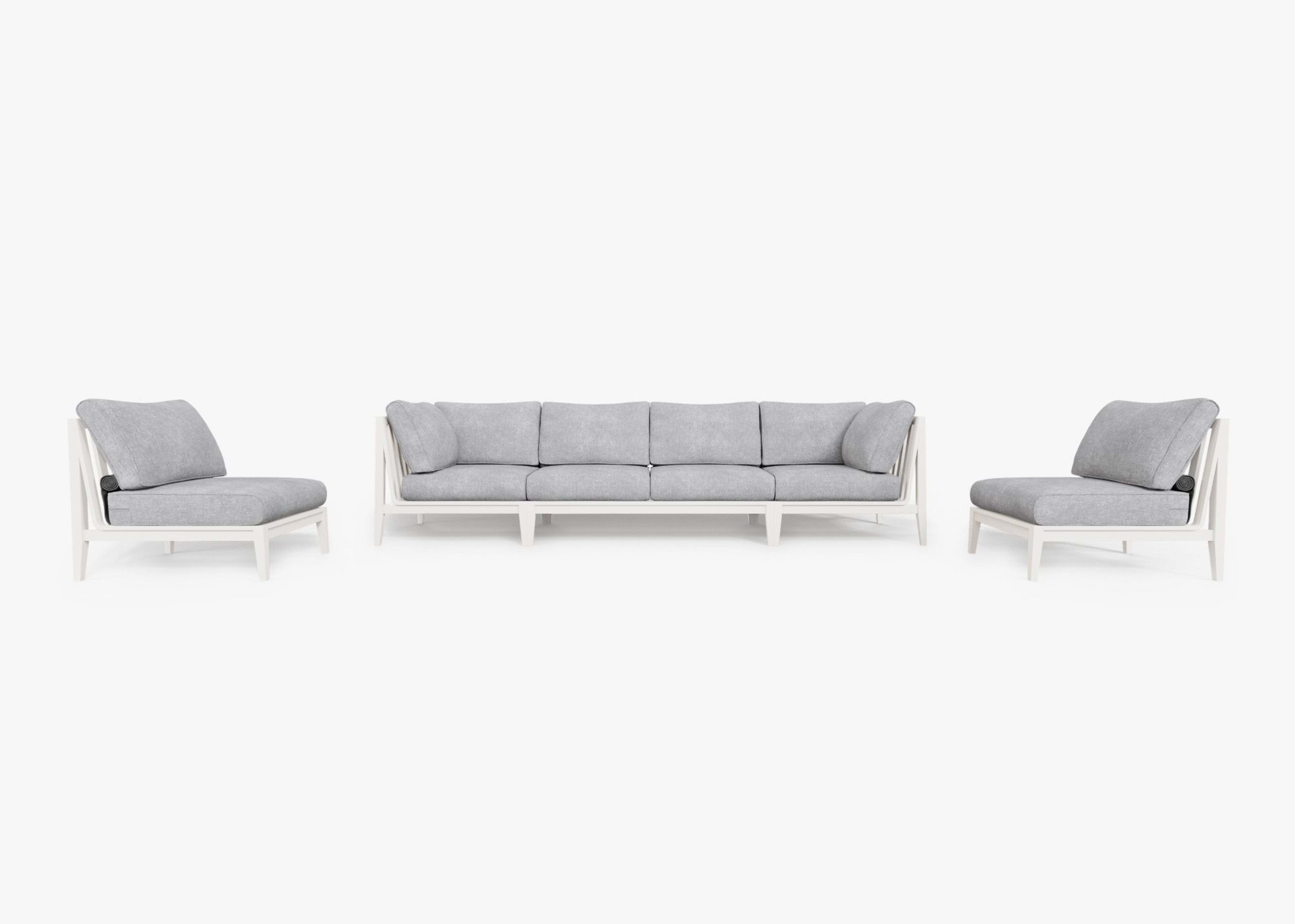 Aluminum Outdoor Sofa with Armless Chairs - 6 Seat