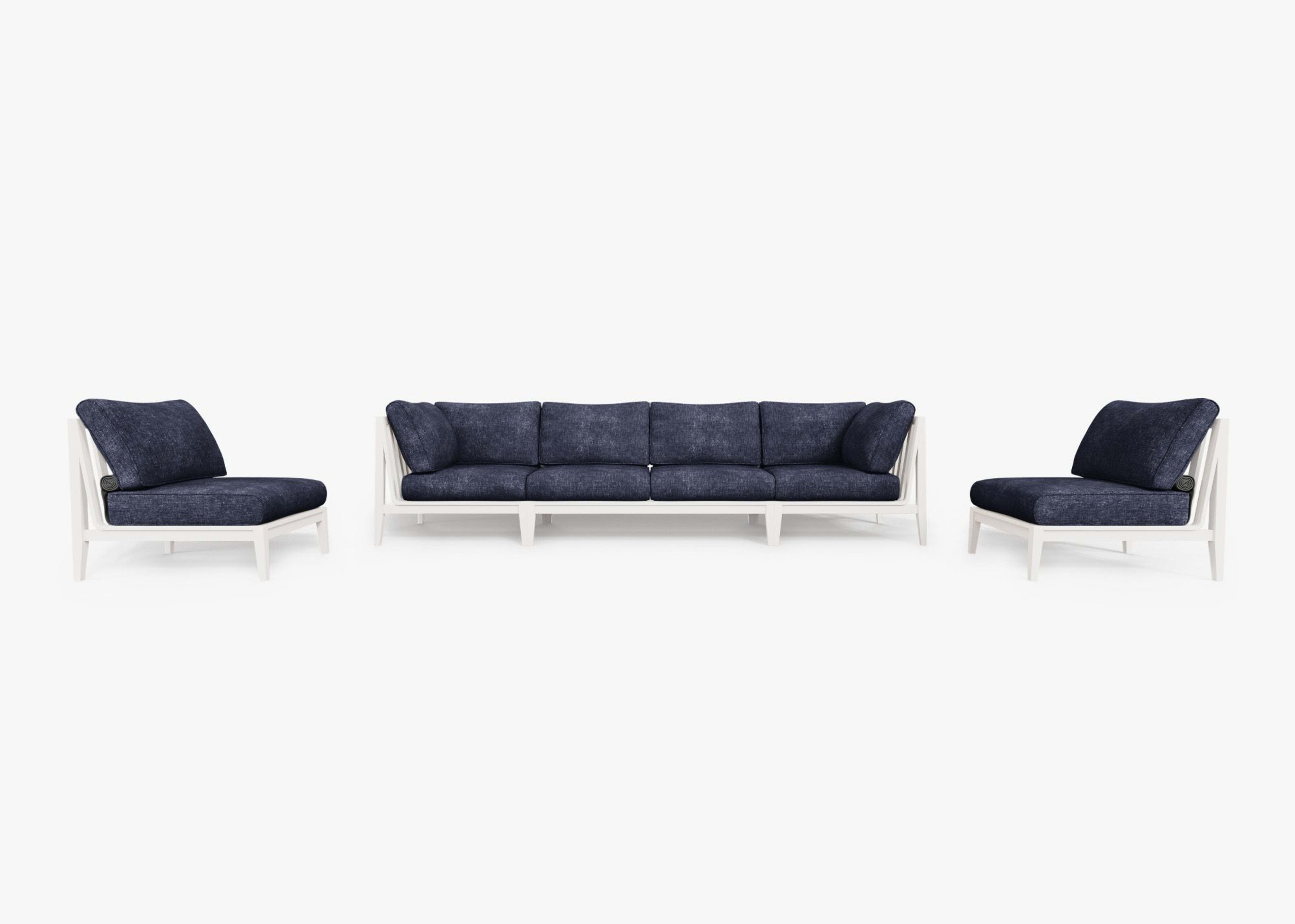 Aluminum Outdoor Sofa with Armless Chairs - 6 Seat
