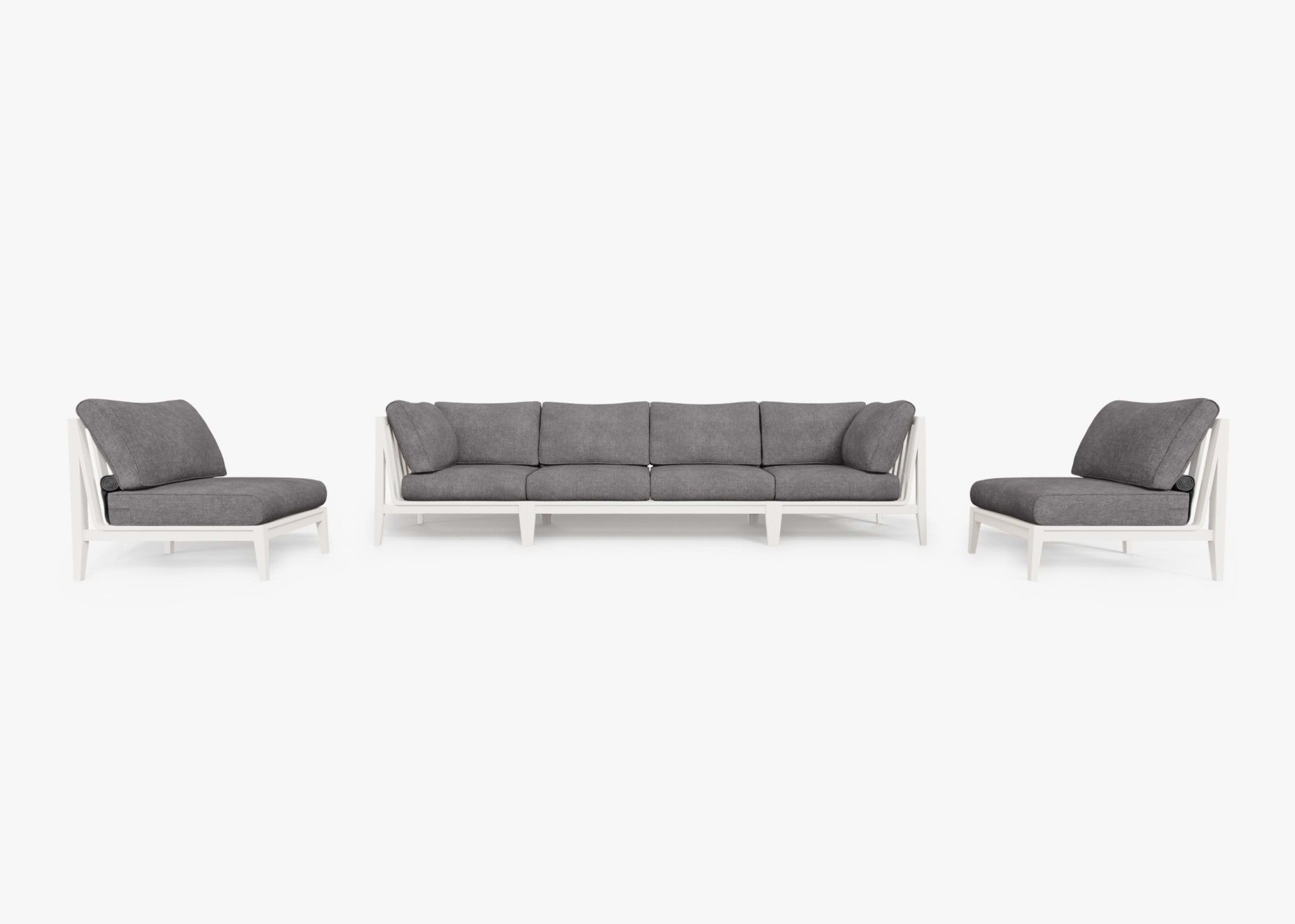 Aluminum Outdoor Sofa with Armless Chairs - 6 Seat
