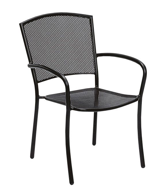 Café Series Albion Textured Black Arm Chair - Stackable By Woodard