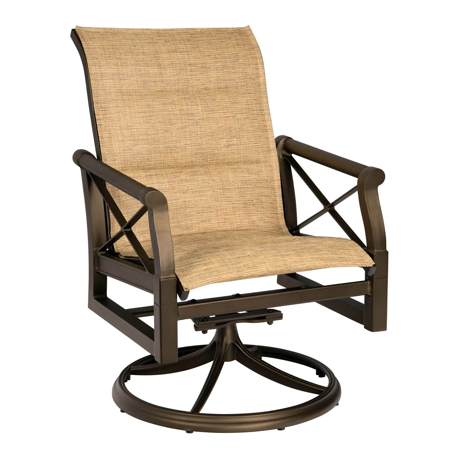 Andover Padded Sling Swivel Rocking Dincing Armchair By Woodard