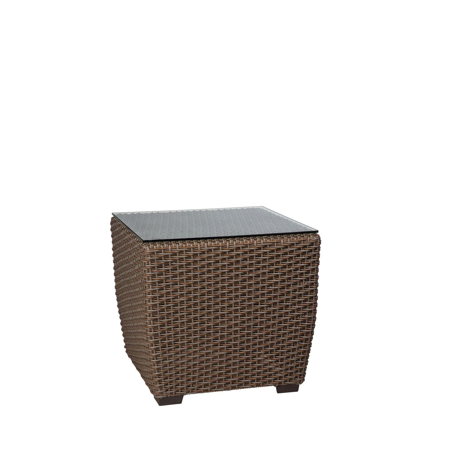 Augusta Woven Square End Table with Glass Top by Woodard