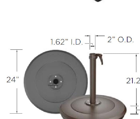 100 Lb  Aurora Cast aluminum square base with wheels