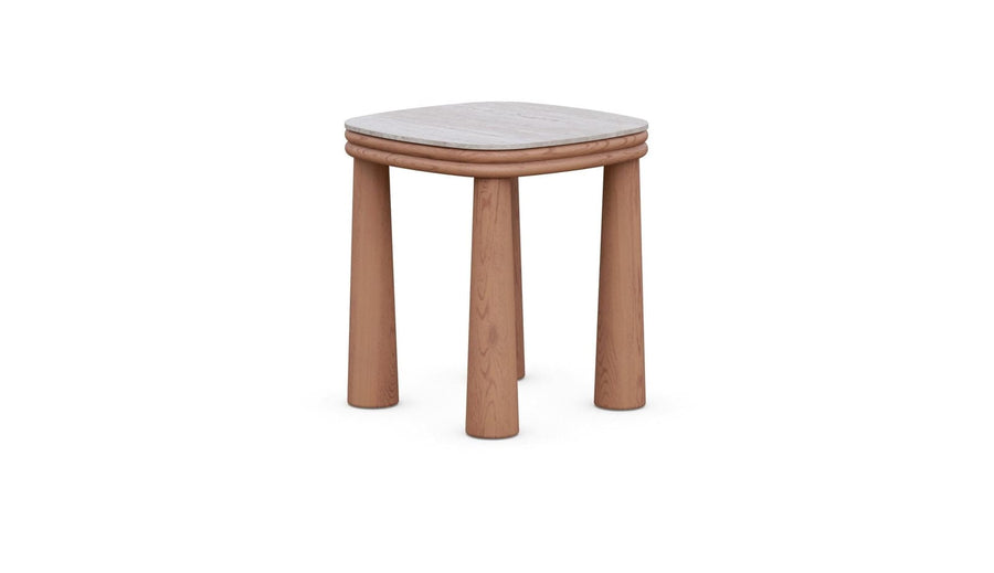 Biscayne Travertine Top Side Table by Azurro Living