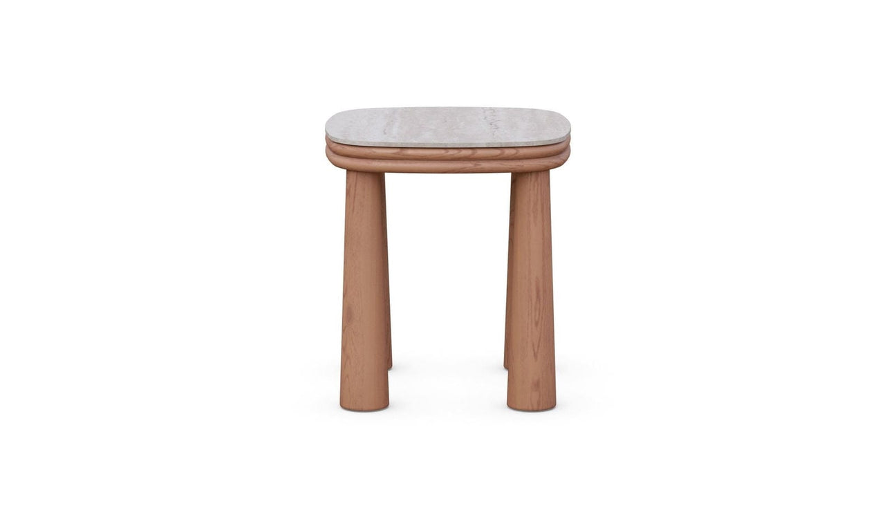 Biscayne Travertine Top Side Table by Azurro Living