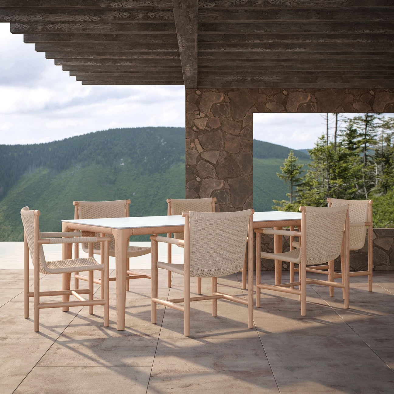 Boca 87" Dining Table Travertine Top by Azurro Living