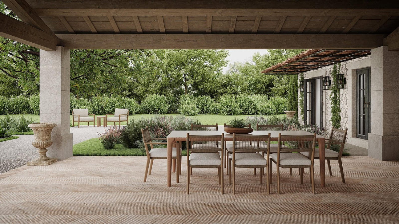Boca 87" Dining Table Travertine Top by Azurro Living