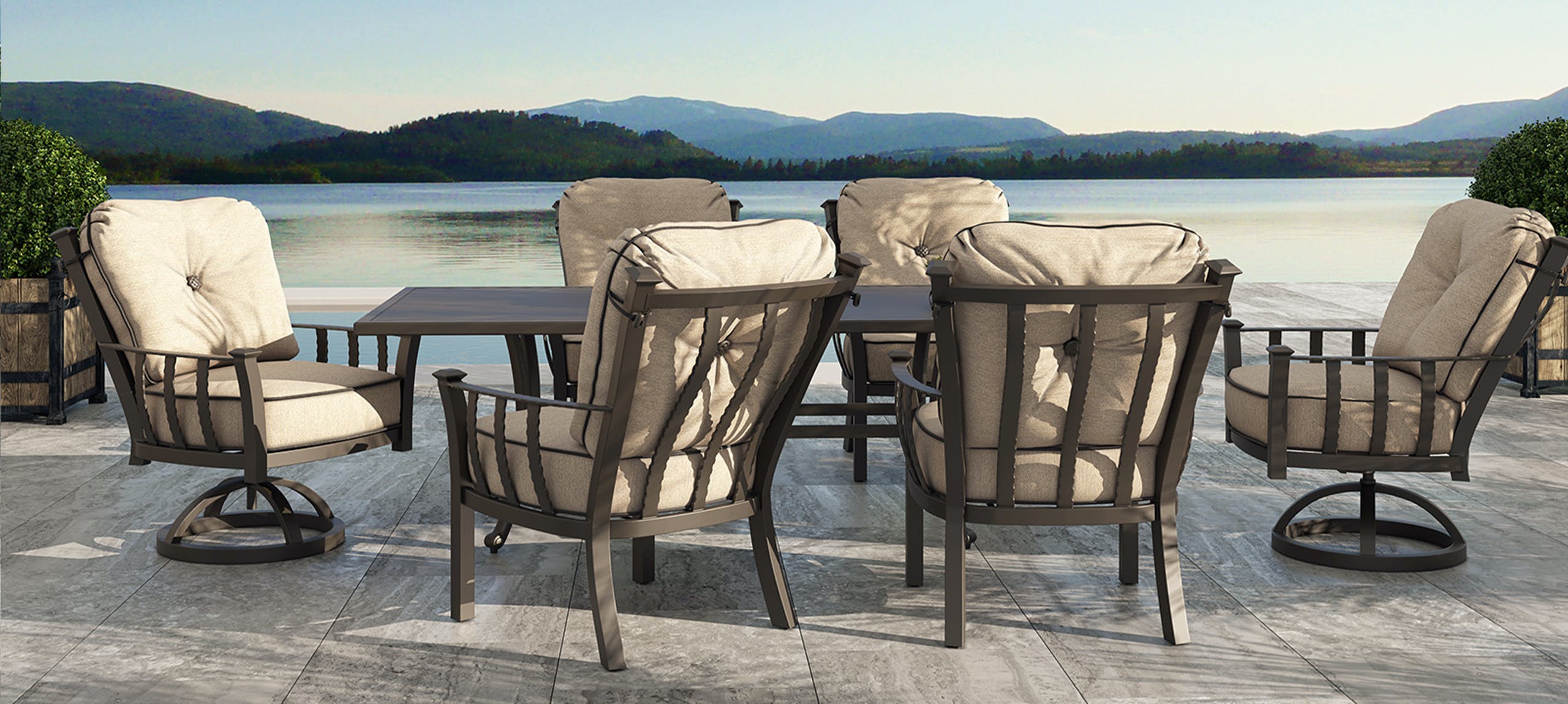 Santa Fe Cushion Outdoor Dining Set for 6 By Castelle