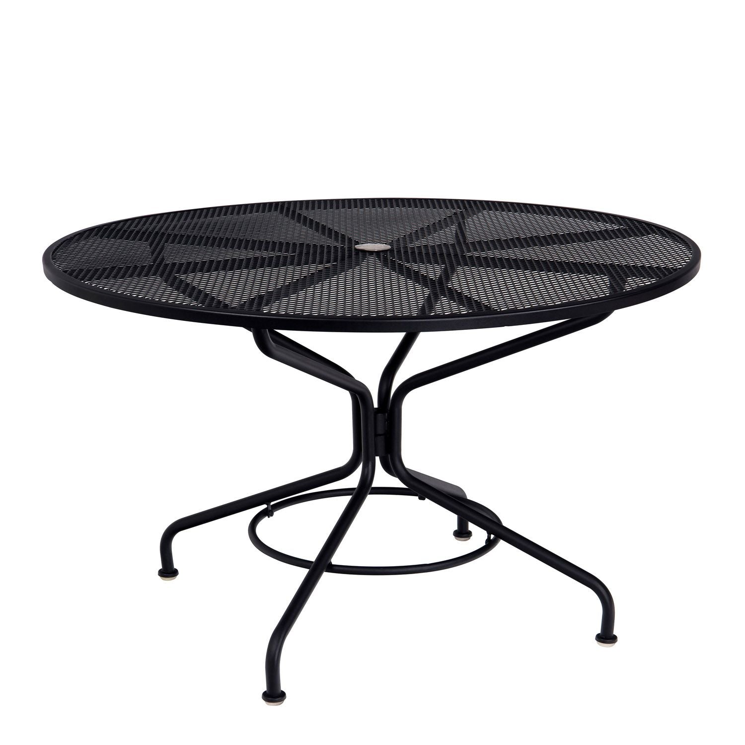 Café Series Textured Black Contract+ 48" Round Mesh Top Umbrella Table By Woodard