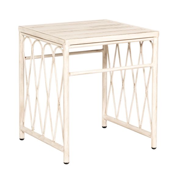 Cane End Table with Slatted Top By Woodard