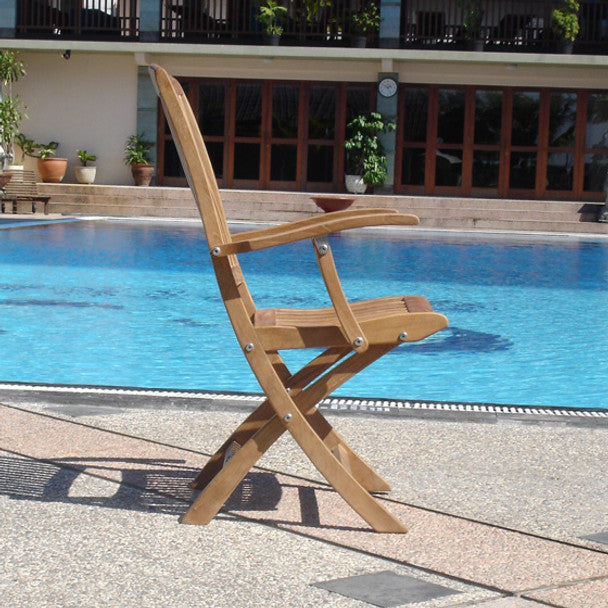 Teak Cambria Folding Teak Arm Chair side view