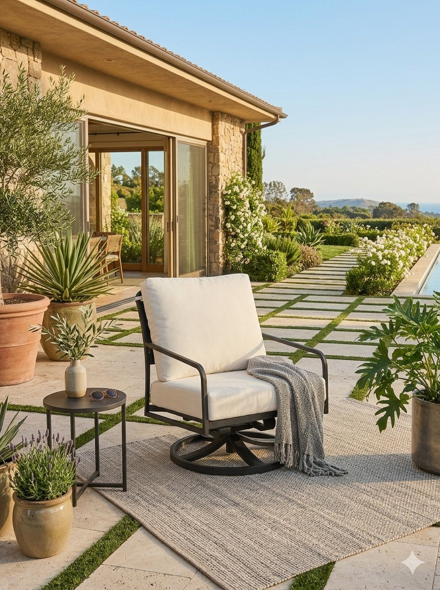 Kahana Solid Back Cushion Swivel Action Lounger by Tropitone