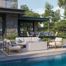 Stowe Cushion Teak Sofa by Tropitone