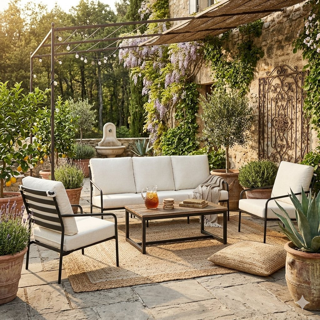 Kahana Slat Back Cushion Sofa by Tropitone