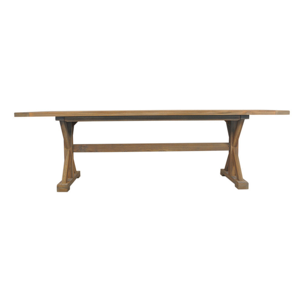 Teak 99” Rectangular Trestle Base Dining Table by Lloyd Flanders