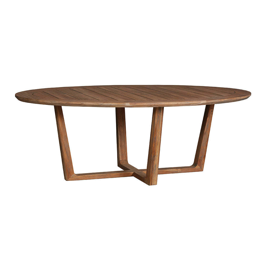 Teak 84” Oval Sled Base Dining Table by Lloyd Flanders