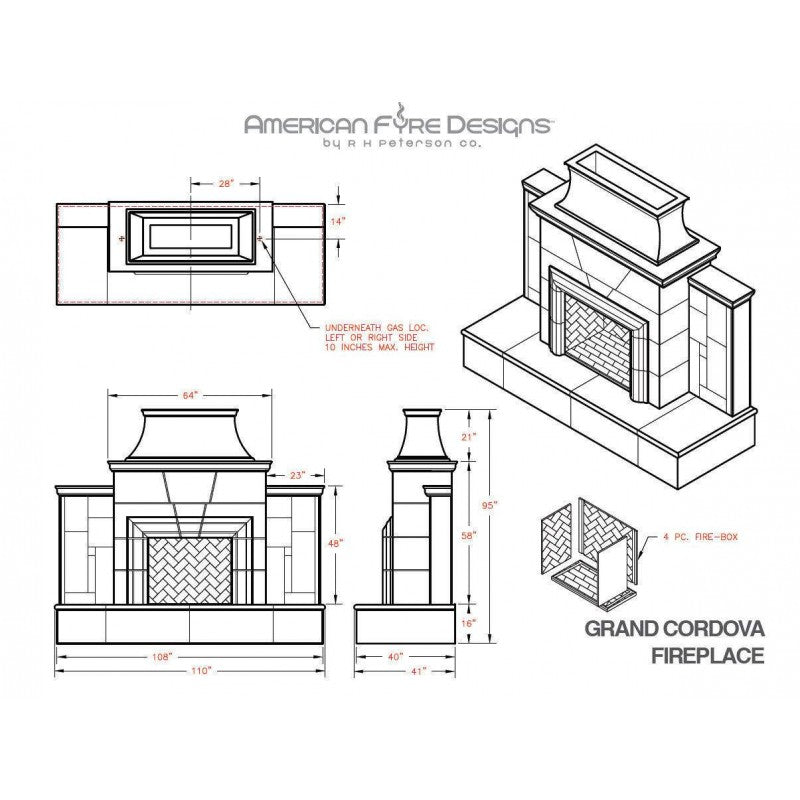 Grand Cordova Outdoor Gas Fireplace by American Fyre Designs