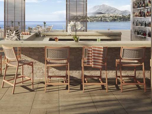 Cabana Club Rope 25" Seat HT Armless Bar Stool by Tropitone