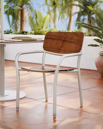 Presto Woodgrain Stacking Dining Chair by Tropitone