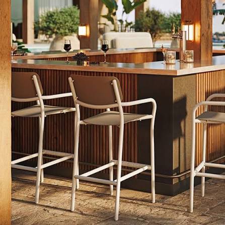 Presto Woodgrain Stationary Bar Stool by Tropitone